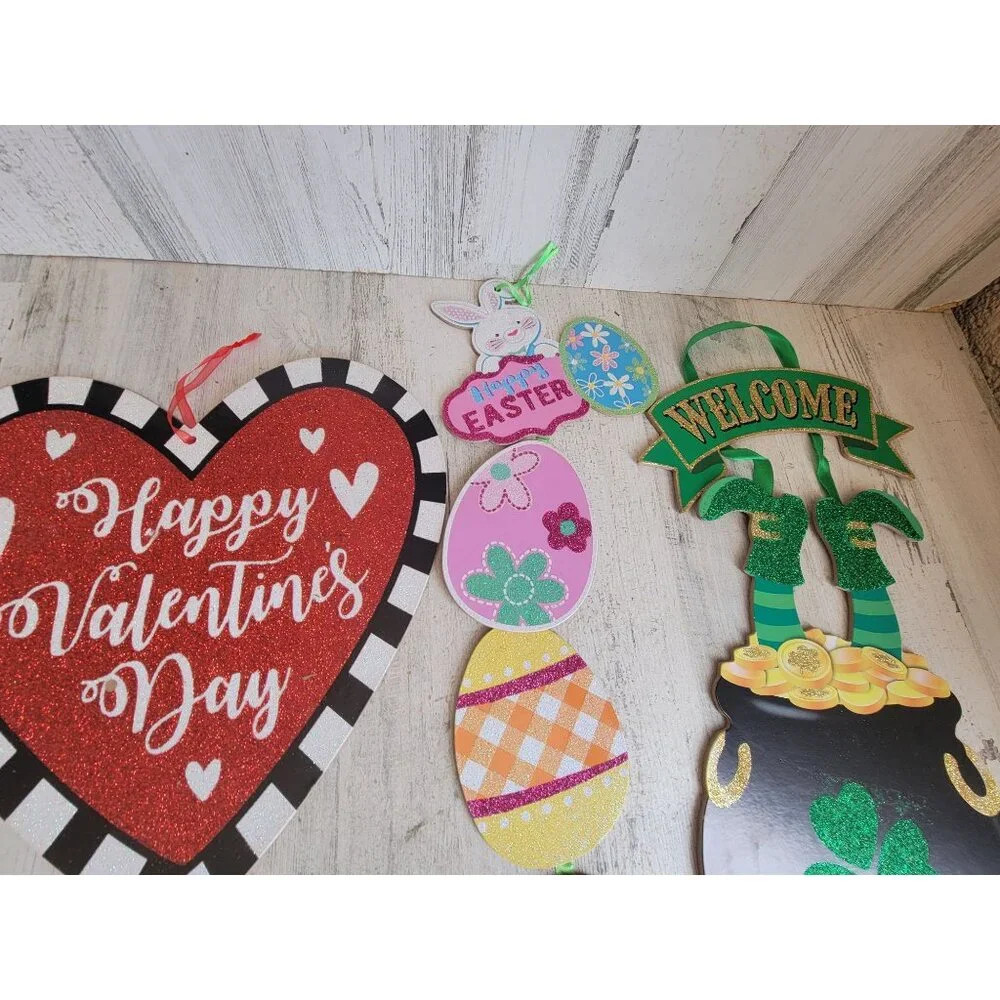 Multi‎ holiday Valentine's Easter St Patrick's Day hanging sign home decor set